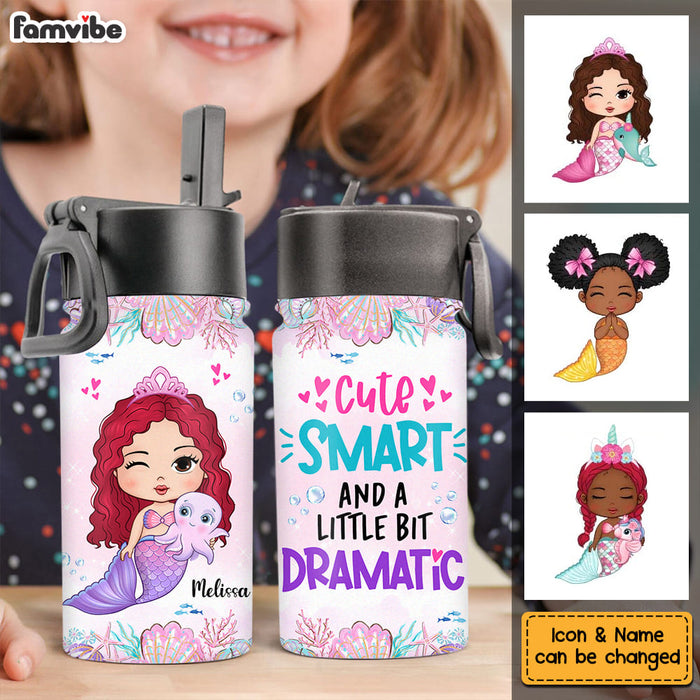 Personalized Gift For Daughter Granddaughter Cute Smart And Dramatic Kids Water Bottle With Straw Lid 25762 1