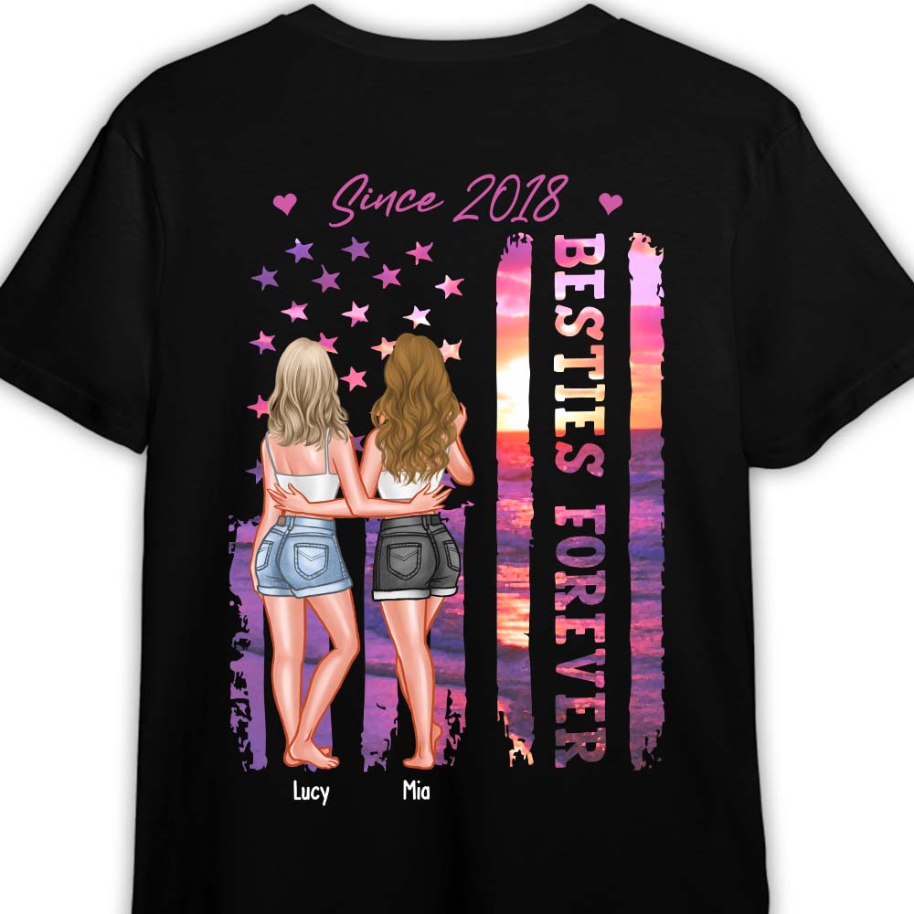 Personalized Friends Forever Beach Sunset Flag Shirt 25764 Primary Mockup