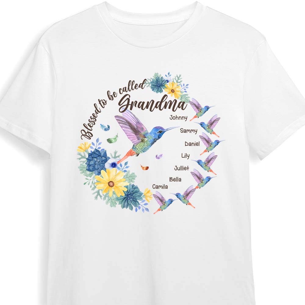 Personalized Blessed Grandma Hummingbird Shirt Hoodie Sweatshirt 25782 Primary Mockup