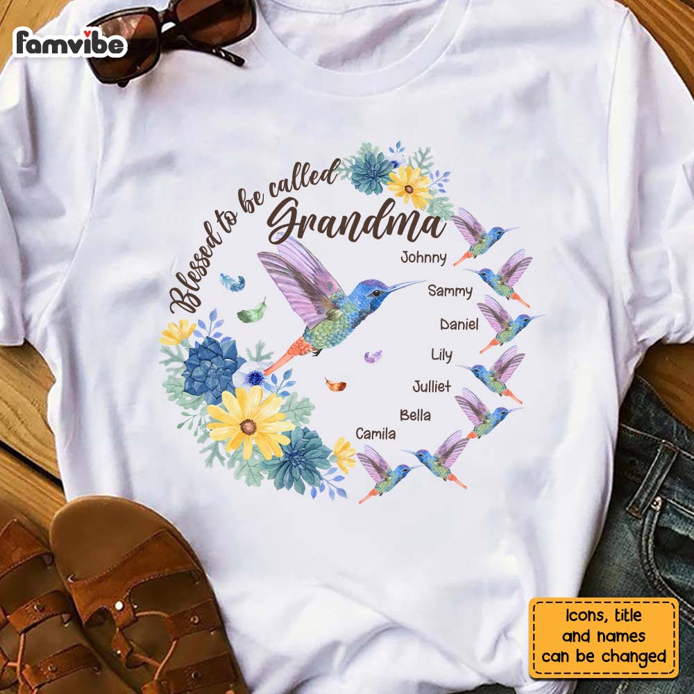 Personalized Blessed Grandma Hummingbird Shirt Hoodie Sweatshirt 25782 Primary Mockup