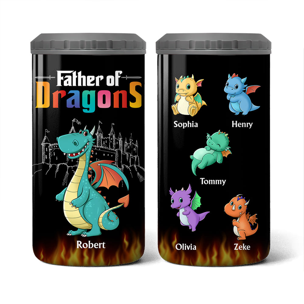 Personalized Father Of Dragons 4 in 1 Can Cooler 25282 25789 Primary Mockup
