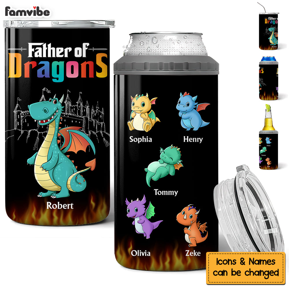 Personalized Father Of Dragons 4 in 1 Can Cooler 25282 25789 Primary Mockup