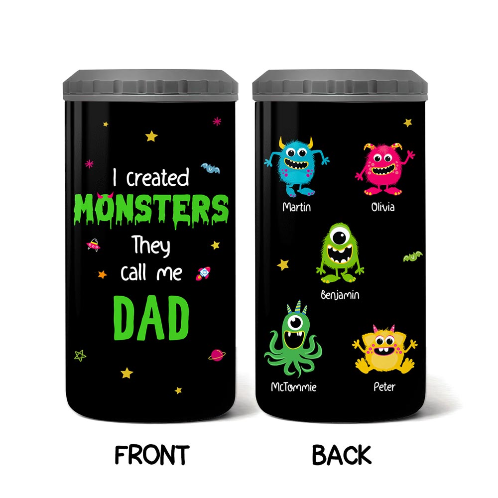 Personalized I Created Monsters They Call Me Dad 4 in 1 Can Cooler 25413 25793 Primary Mockup