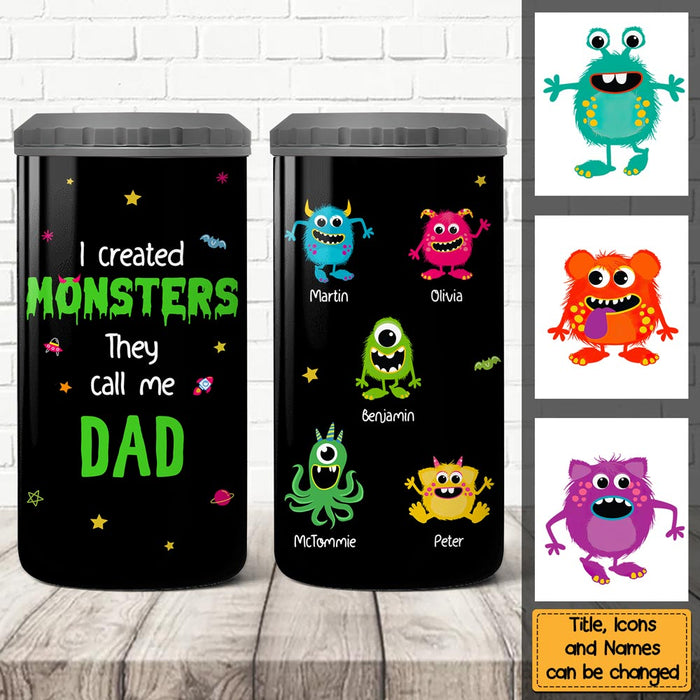 Personalized I Created Monsters They Call Me Dad 4 in 1 Can Cooler 25413 25793 1