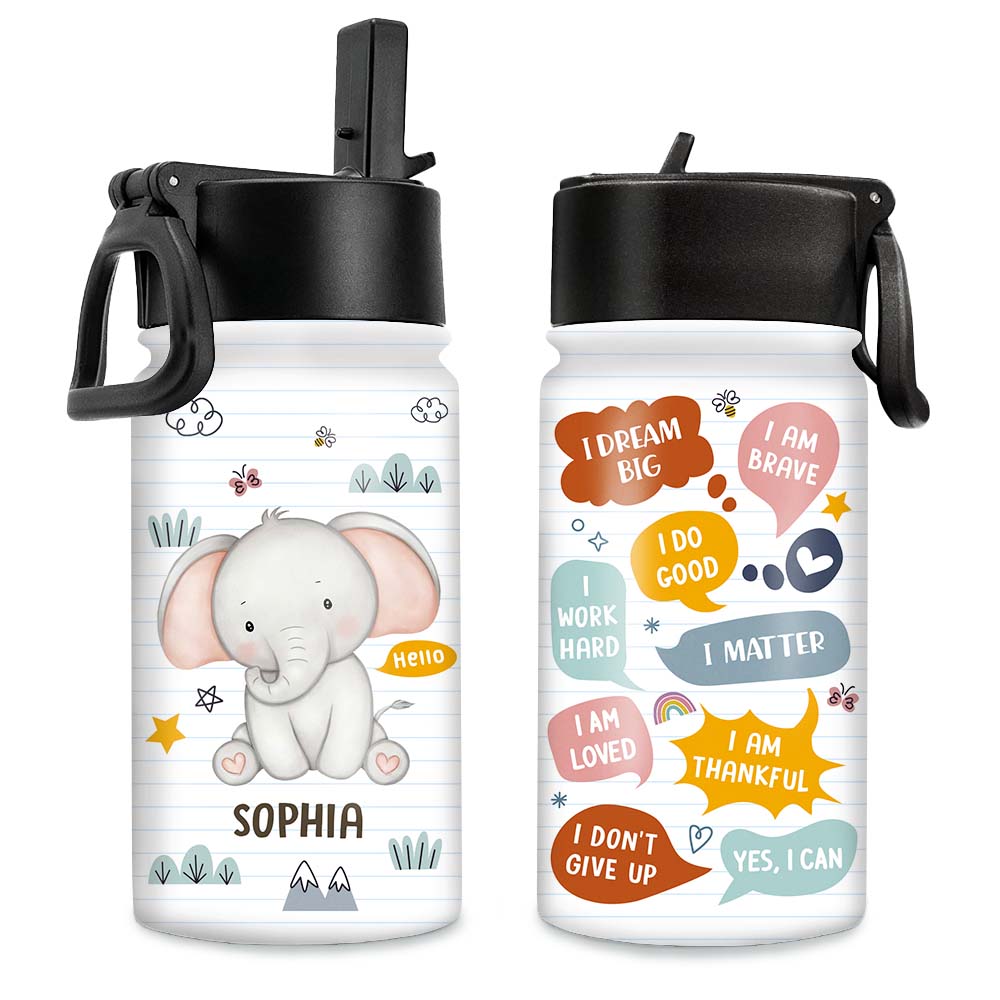 Personalized Back To School Gift For Kids Self Affirmations Kids Water Bottle With Straw Lid 25800 Primary Mockup