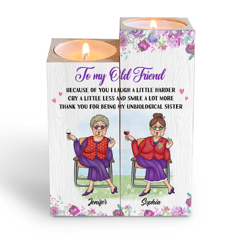 Personalized Gift for Friends Smile A Lot More Wood Candle Holder 25463 25801 Primary Mockup