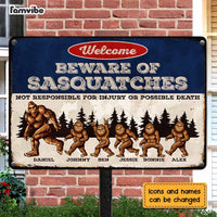 Personalized Beware Of Sasquatch Metal Sign 25802 thumb 1