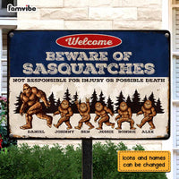 Personalized Beware Of Sasquatch Metal Sign 25802 thumb 1