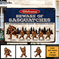 Personalized Beware Of Sasquatch Metal Sign 25802 thumb 1
