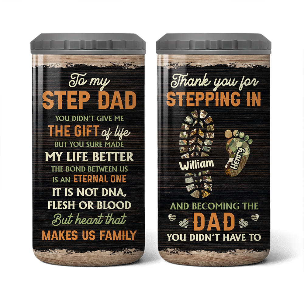 Personalized Gift For Step Dad Thank You 4 in 1 Can Cooler 25813 Primary Mockup