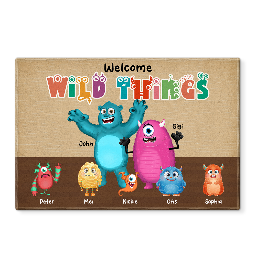Personalized Gift for Grandpa Welcome Wild Things Monsters Doormat 25814 Primary Mockup