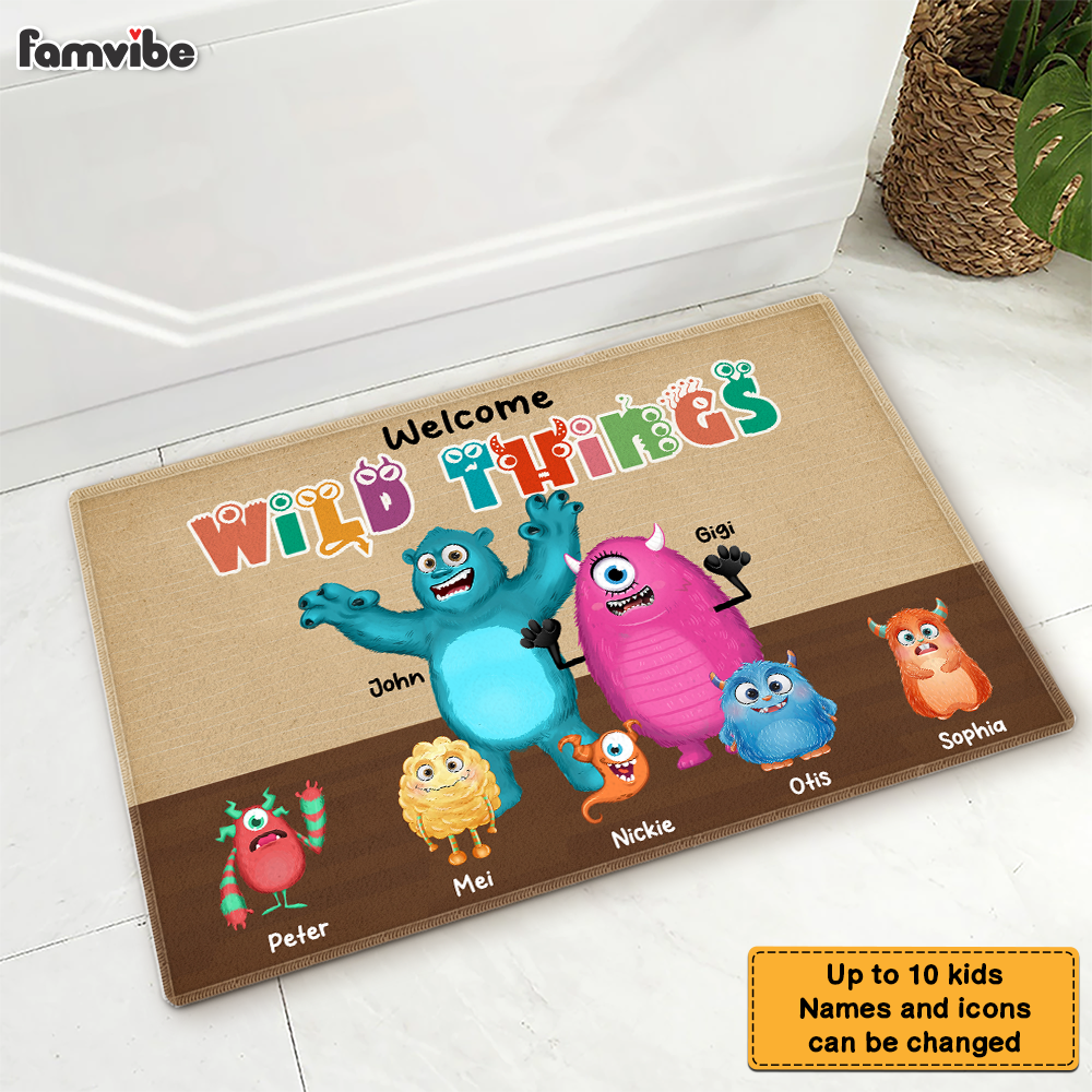 Personalized Gift for Grandpa Welcome Wild Things Monsters Doormat 25814 Primary Mockup