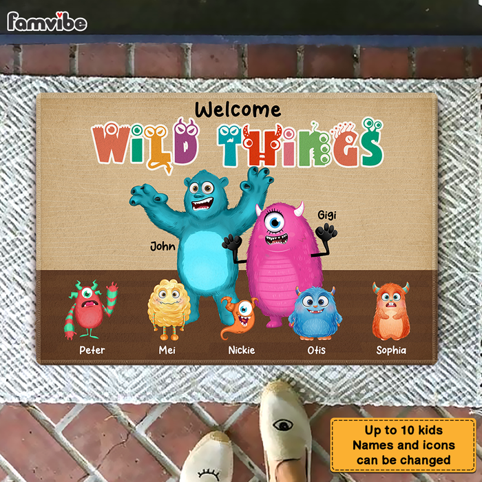 Personalized Gift for Grandpa Welcome Wild Things Monsters Doormat 25814 1