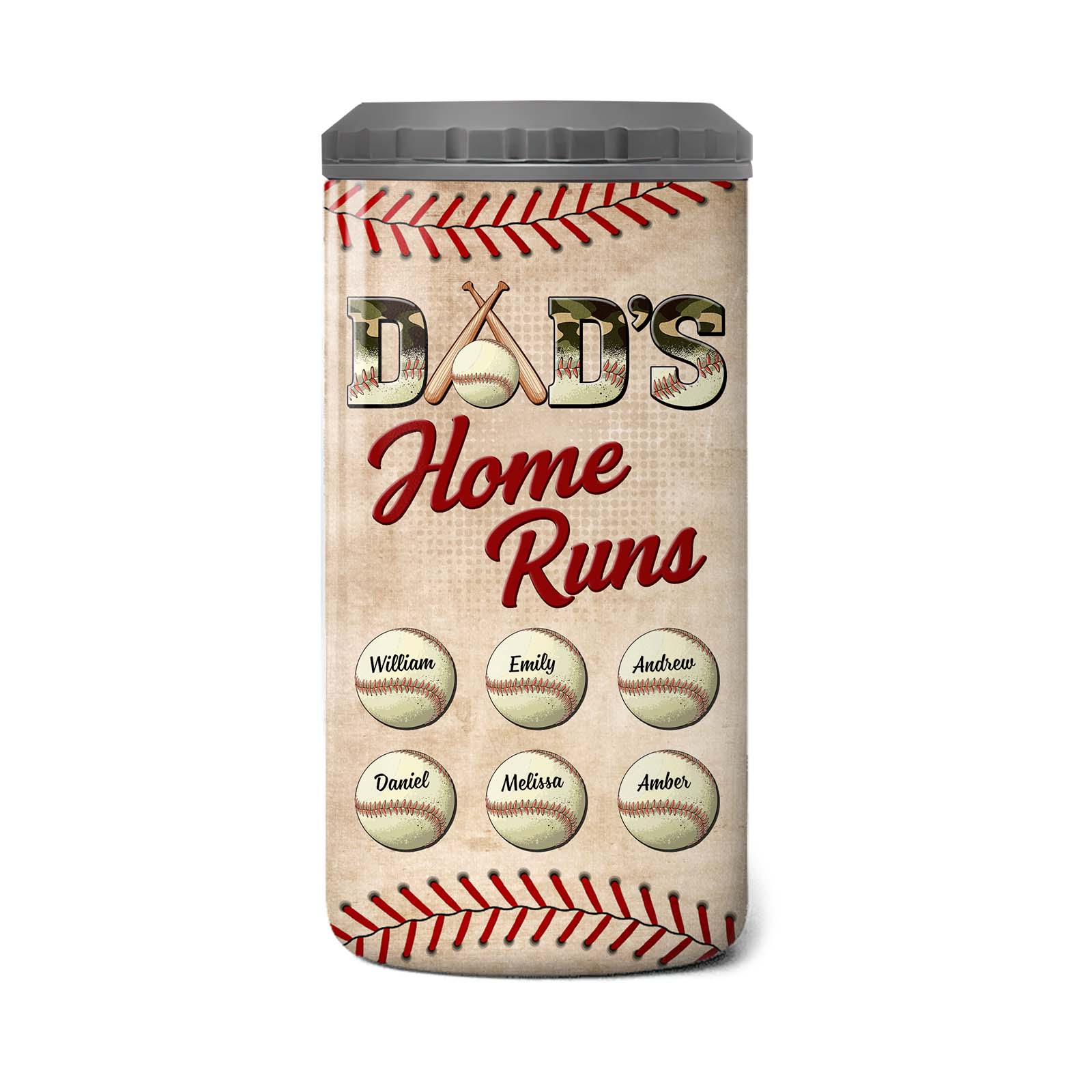 Personalized Gift For Baseball Dad Dad's Home Runs 4 in 1 Can Cooler 25816 Primary Mockup