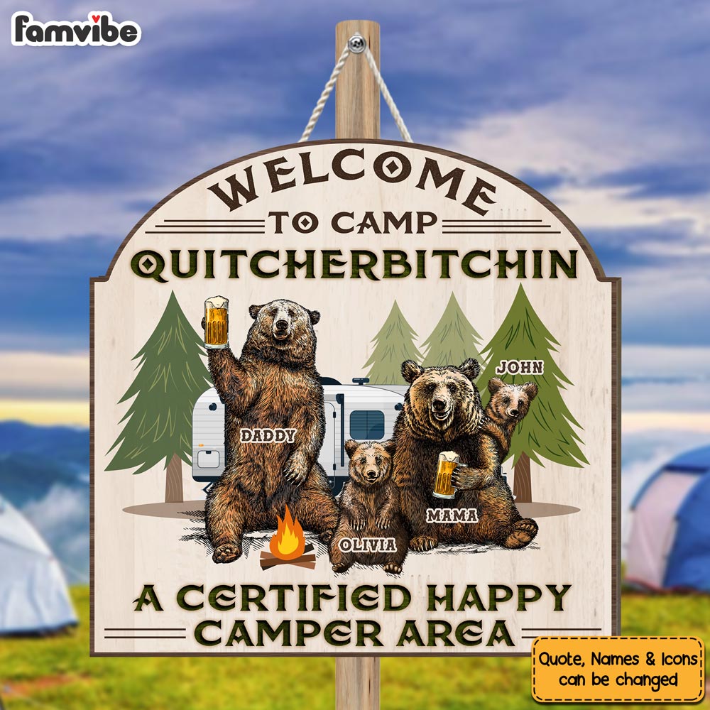 Personalized Gift For Couple Bear Camping Wood Sign 25820 Primary Mockup