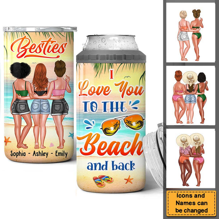 Personalized Gift For Friends I Love You To The Beach And Back 4 in 1 Can Cooler 25845 1