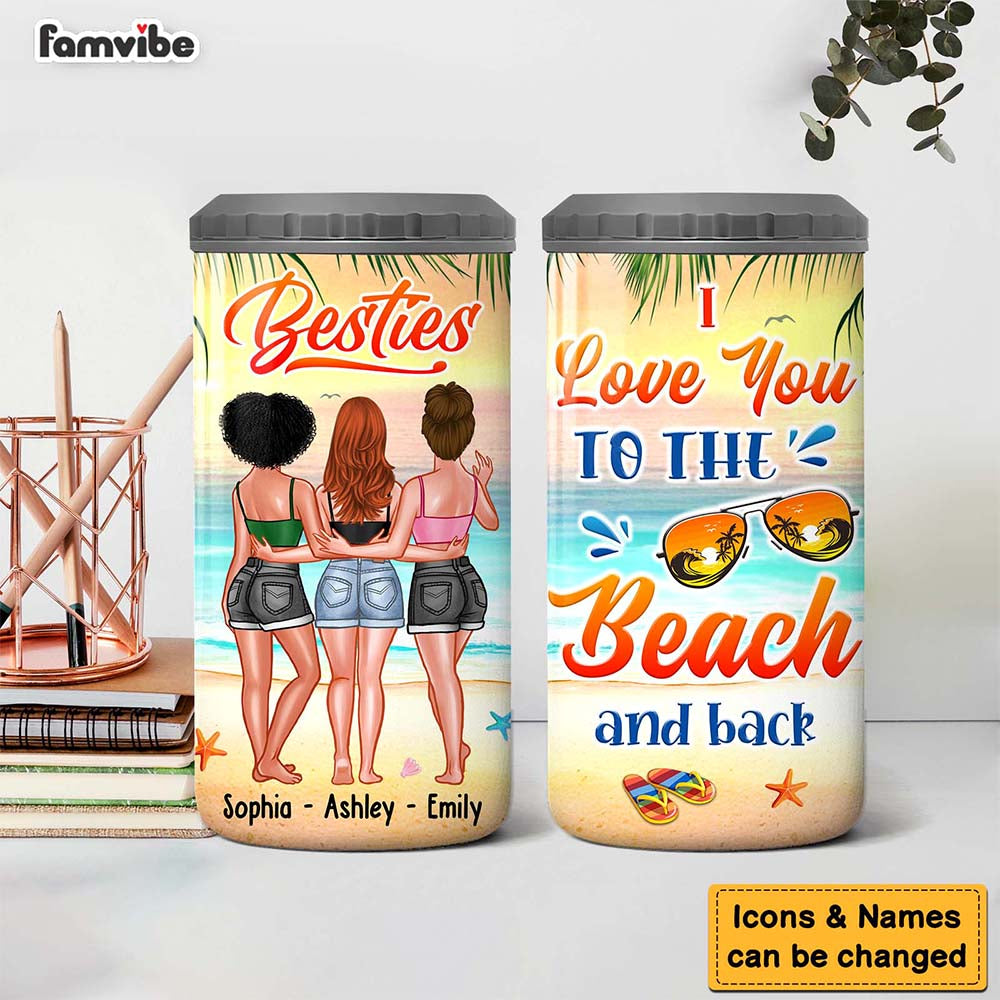 Personalized Gift For Friends I Love You To The Beach And Back 4 in 1 Can Cooler 25845 Primary Mockup