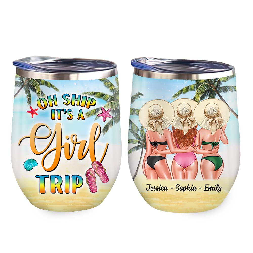 Personalized Gift for Friends Girl's Trip Wine Tumbler 25846 Primary Mockup