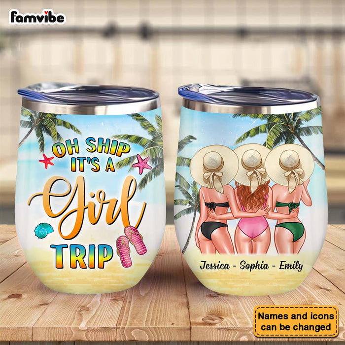 Personalized Gift for Friends Girl's Trip Wine Tumbler 25846 1