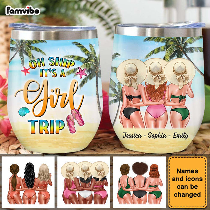 Personalized Gift for Friends Girl's Trip Wine Tumbler 25846 1