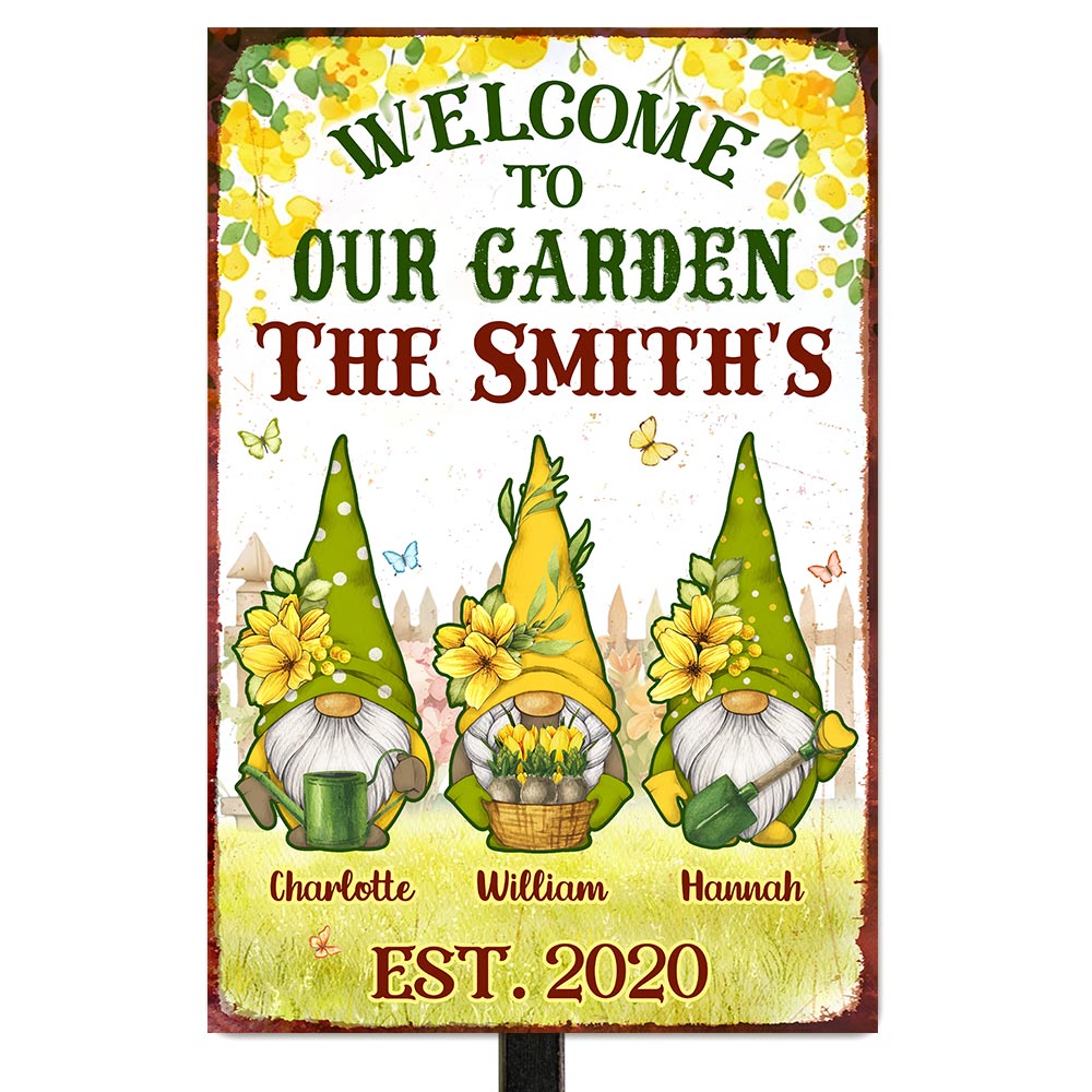 Personalized Gift For Family Welcome To Our Garden Metal Sign 25849 Primary Mockup