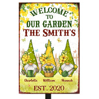 Personalized Gift For Family Welcome To Our Garden Metal Sign 25849 thumb 1