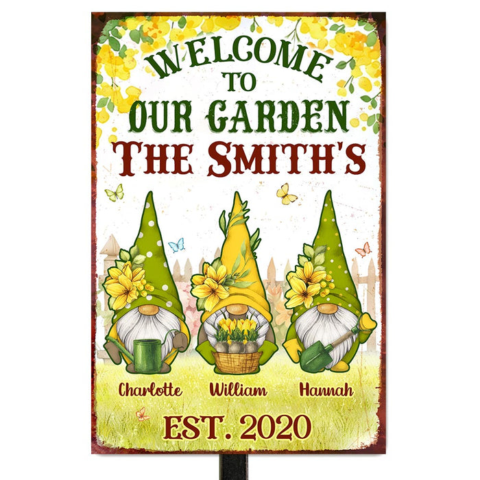 Personalized Gift For Family Welcome To Our Garden Metal Sign 25849 1