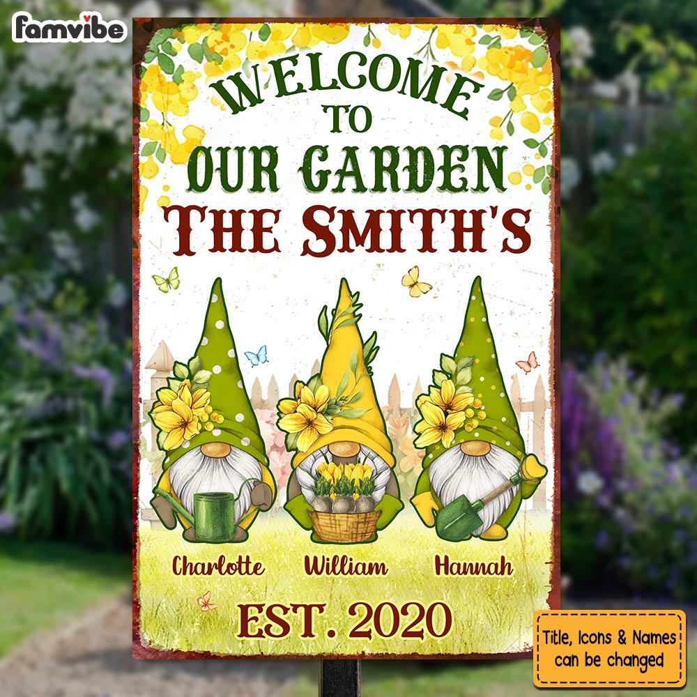 Personalized Gift For Family Welcome To Our Garden Metal Sign 25849 Primary Mockup