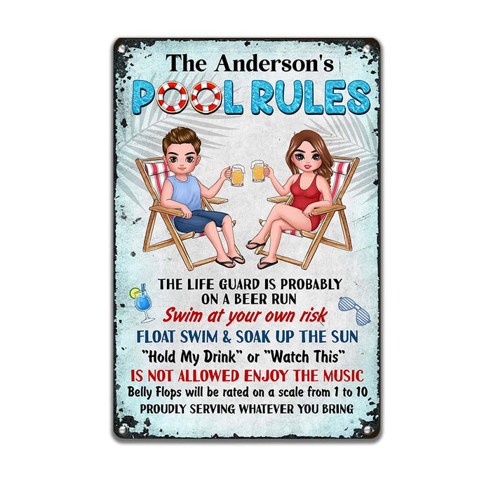 Personalized Pool Rules Metal Sign 25850 1