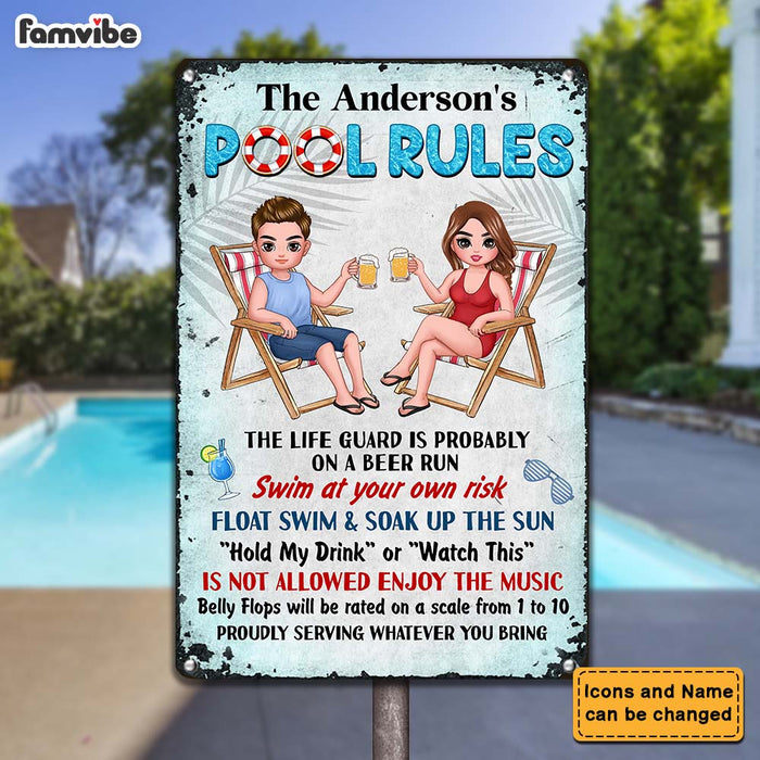 Personalized Pool Rules Metal Sign 25850 1