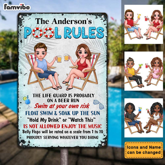 Personalized Pool Rules Metal Sign 25850 1