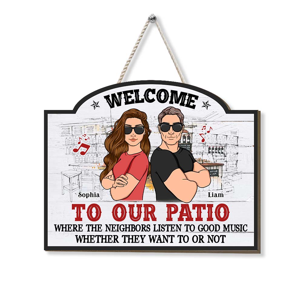 Personalized Gift For Family Patio Loud Music Wood Sign 25858 Primary Mockup