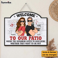 Personalized Gift For Family Patio Loud Music Wood Sign 25858 thumb 1