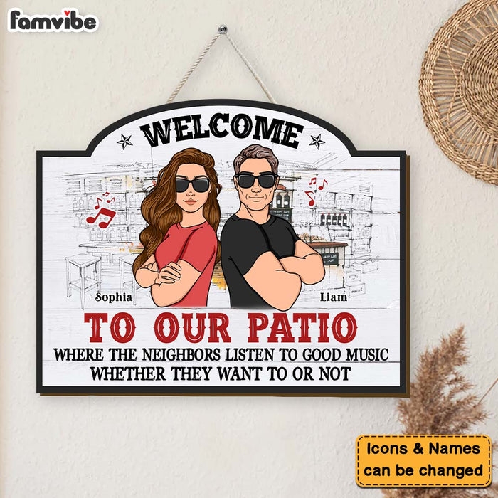 Personalized Gift For Family Patio Loud Music Wood Sign 25858 1