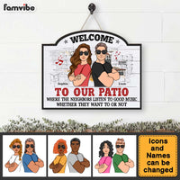 Personalized Gift For Family Patio Loud Music Wood Sign 25858 thumb 1