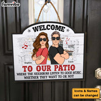 Personalized Gift For Family Patio Loud Music Wood Sign 25858 thumb 1