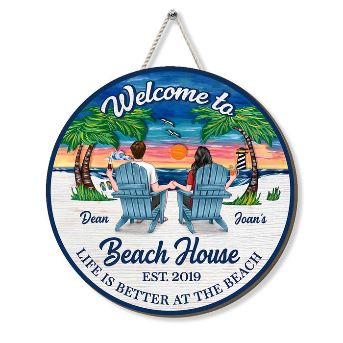 Personalized Gift For Family Beach House Wood Sign 25859 1