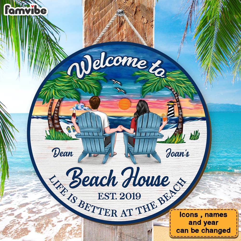 Personalized Gift For Family Beach House Wood Sign 25859 Primary Mockup