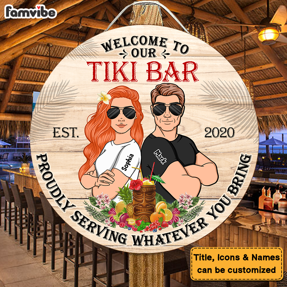 Personalized Gift For Couple Tiki Bar Wood Sign 25861 Primary Mockup