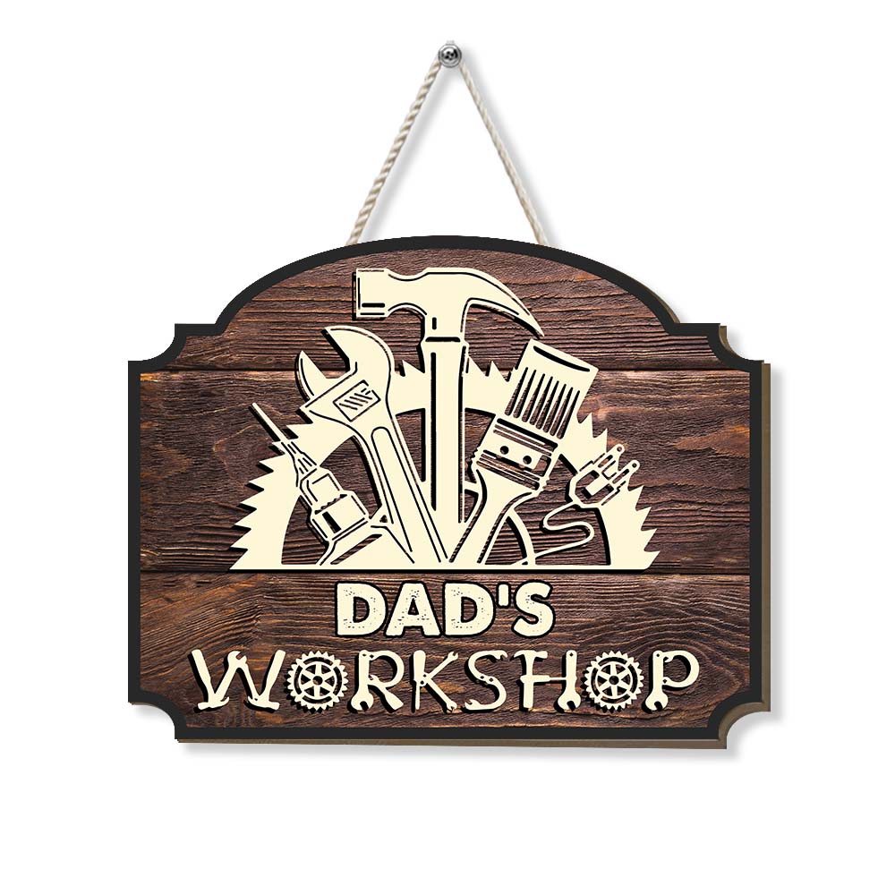 Personalized Gift for Dad's Workshop Wood Sign 25865 Primary Mockup