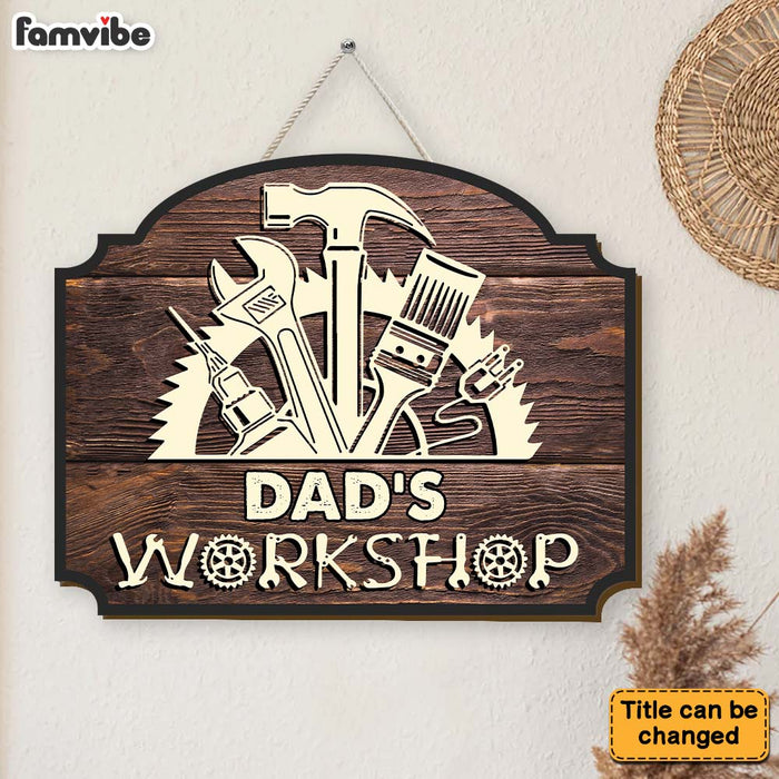 Personalized Gift for Dad's Workshop Wood Sign 25865 1