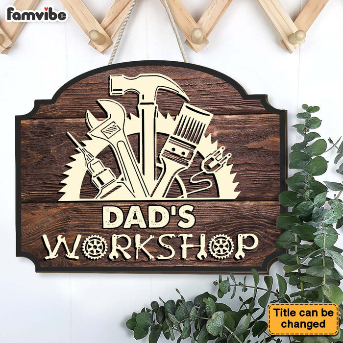 Personalized Gift for Dad's Workshop Wood Sign 25865 1