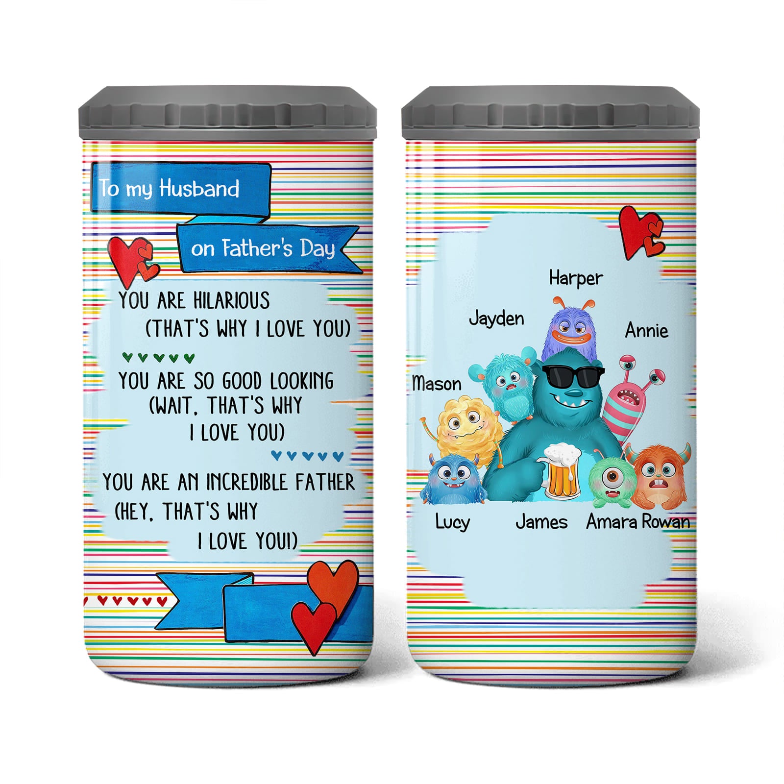 Personalized Gift for Husband On Father's Day 4 in 1 Can Cooler 25880 Primary Mockup