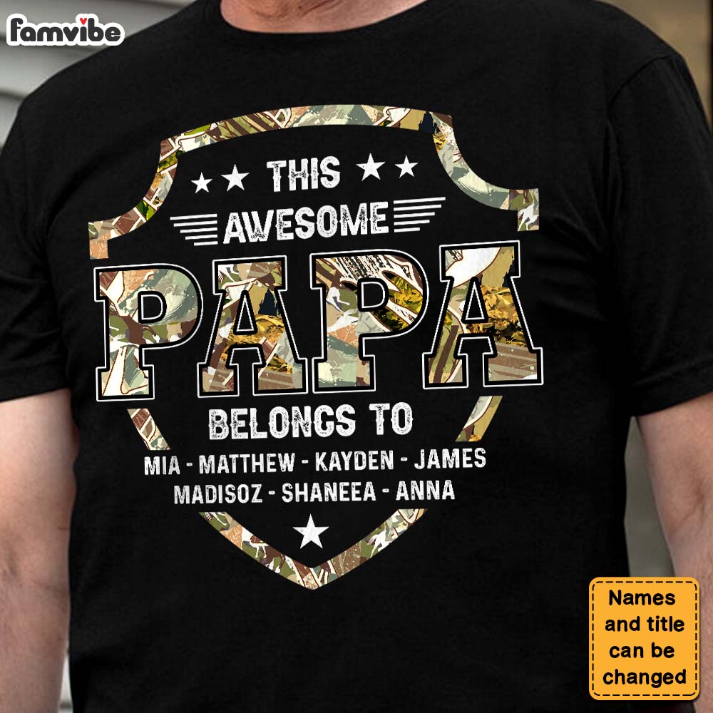 Personalized This Awesome Papa Belongs To Shirt Hoodie Sweatshirt 25892 Primary Mockup
