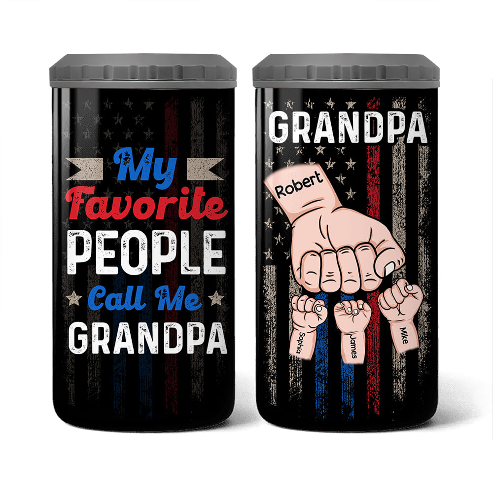 Personalized My Favorite People Call Me Grandpa 4 in 1 Can Cooler 25894 Primary Mockup