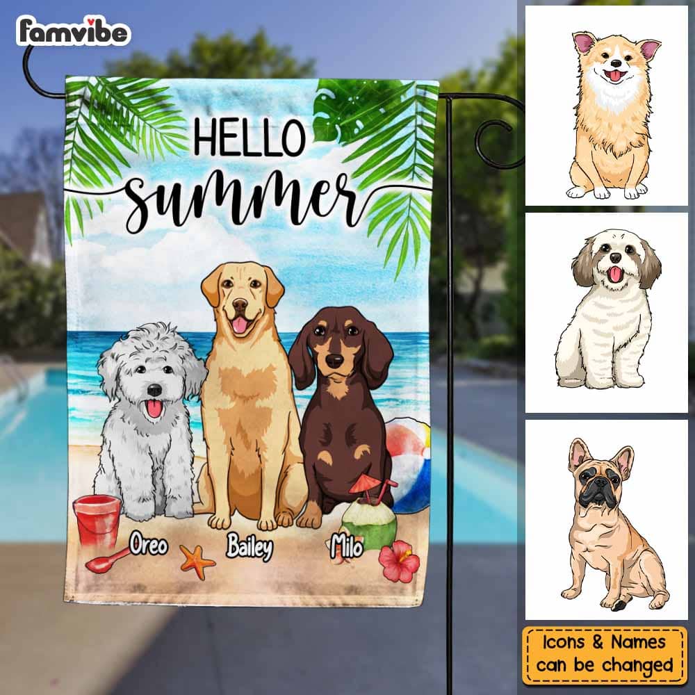 Personalized Gift for  Pet Lovers Hello Summer Flag 25897 Primary Mockup