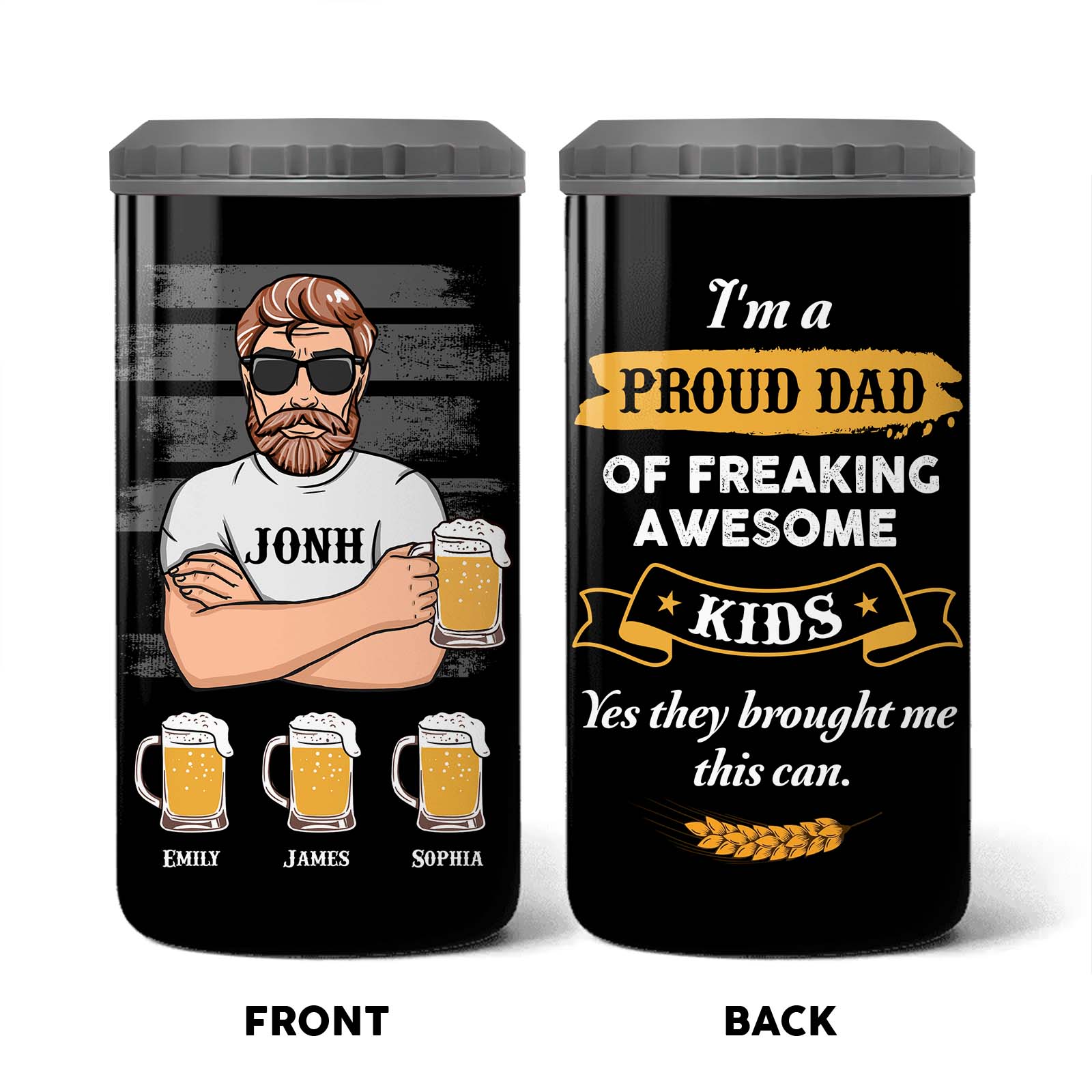 Personalized Beer Loving Father 4 in 1 Can Cooler 25915 Primary Mockup