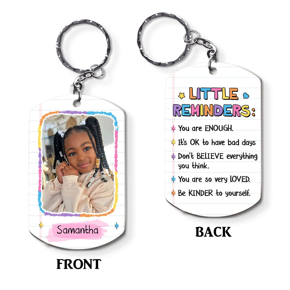 Personalized Little Reminders Mental Health Inspirational Aluminum Keychain 25916 Primary Mockup