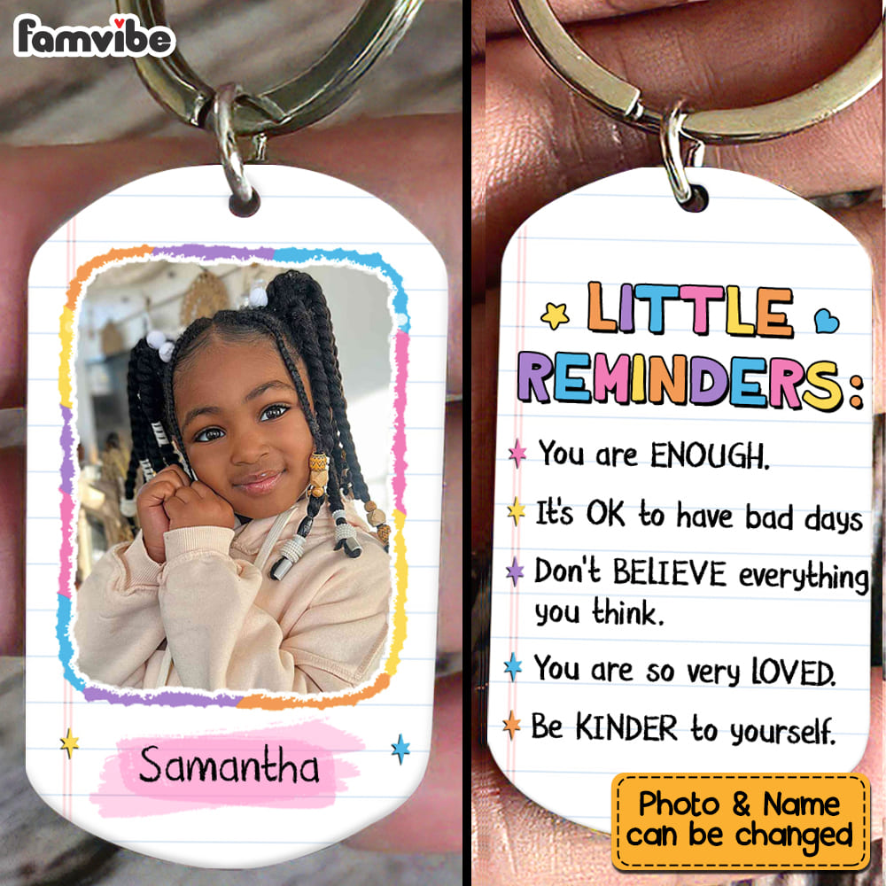 Personalized Little Reminders Mental Health Inspirational Aluminum Keychain 25916 Primary Mockup