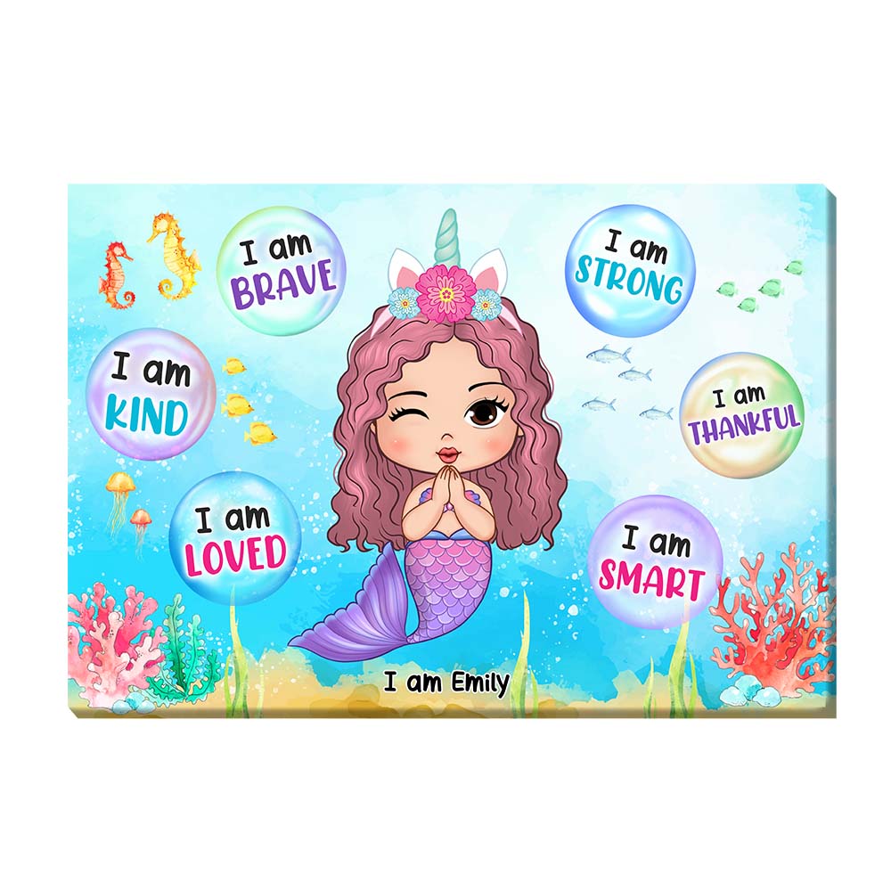 Personalized Gift For Daughter Granddaughter Self Affirmation Little Mermaid Canvas 25917 Primary Mockup